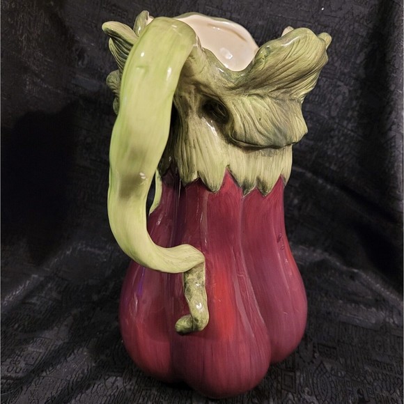 Kaldun & Bogle Ceramic Majolica Aubergine Eggplant Pitcher Jug Purple Green EUC - Picture 2 of 11